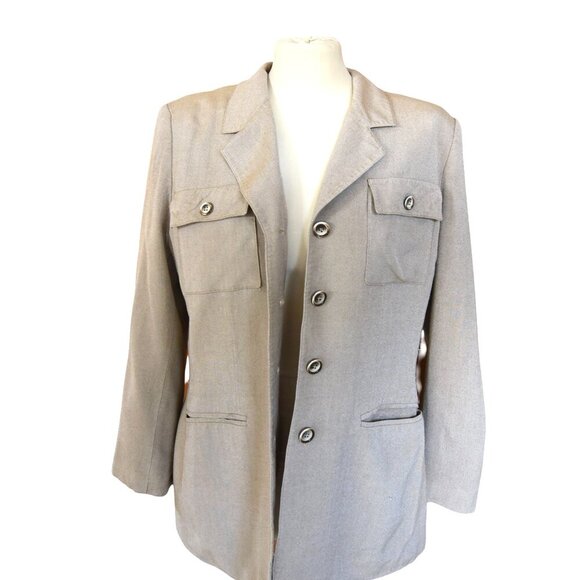 Le Suit Jackets & Blazers - Le Suit Blazer Oatmeal Khaki Size 12 Safari Pockets